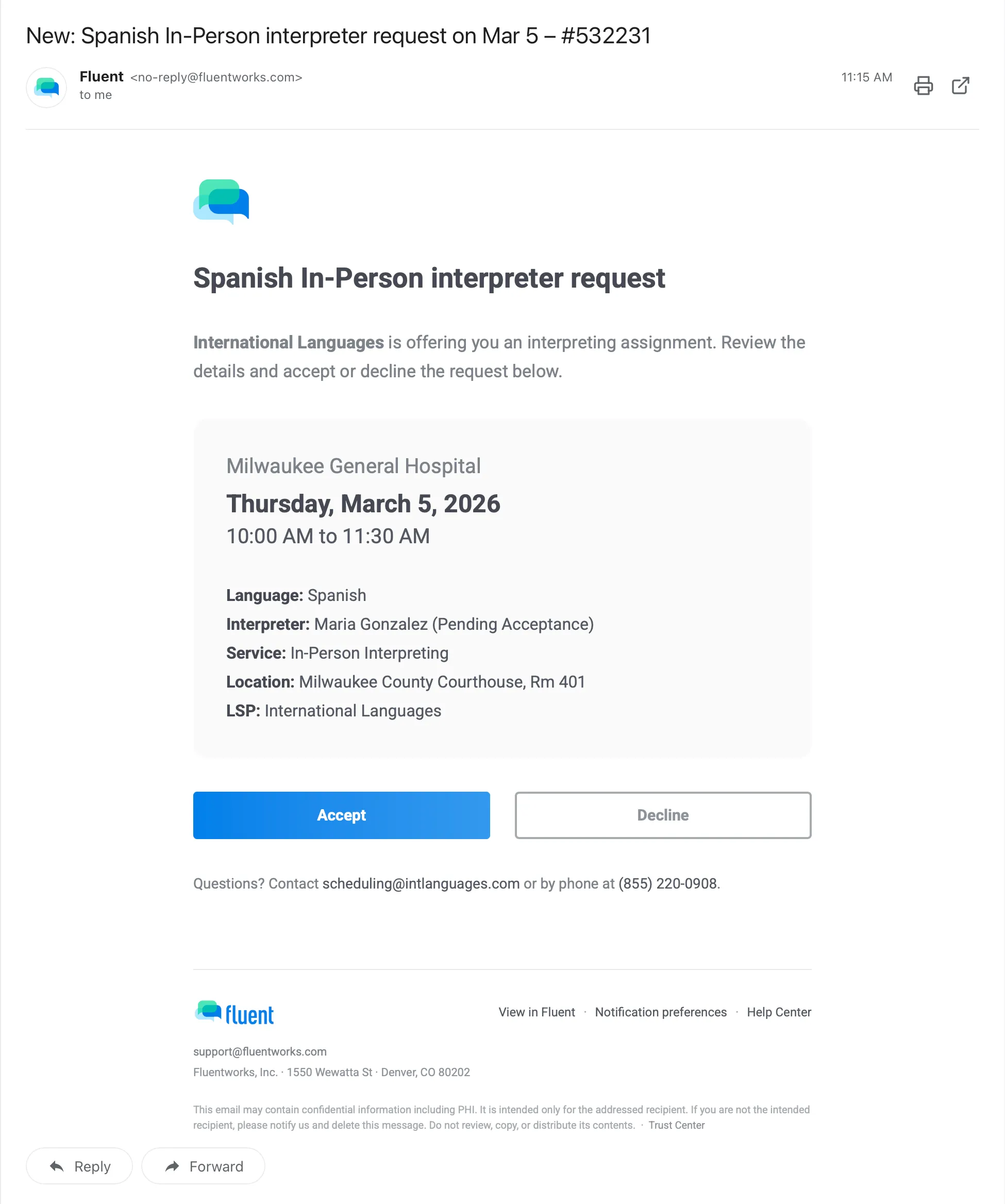 Email notification template